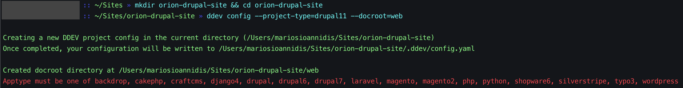 Initialising a new Drupal project locally with DDEV