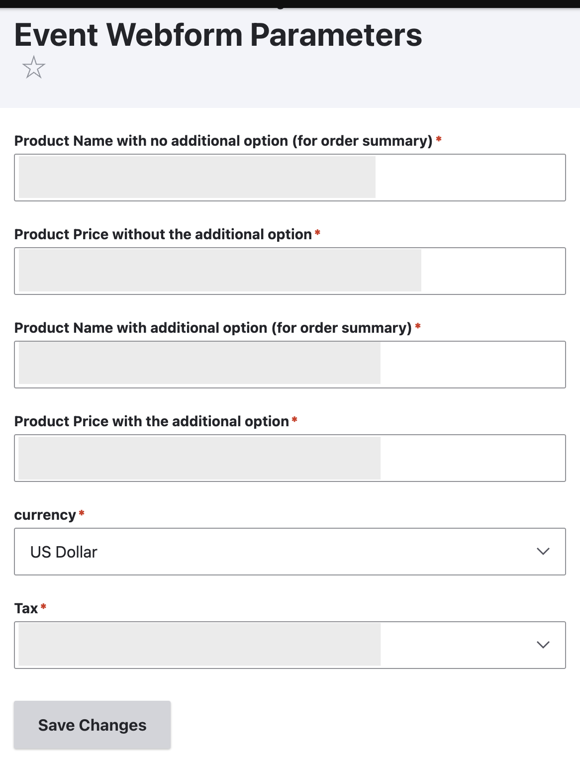 Dedicated Event management screen
