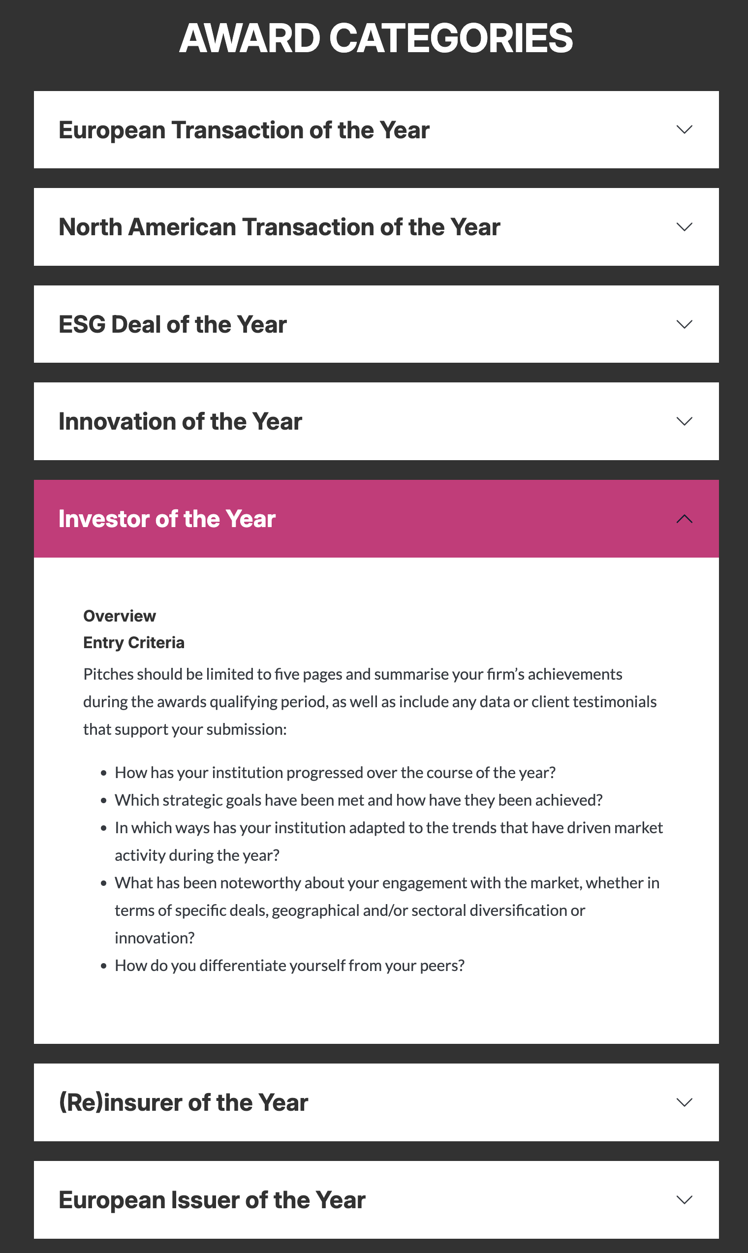 SCI Events: Awards accordion component