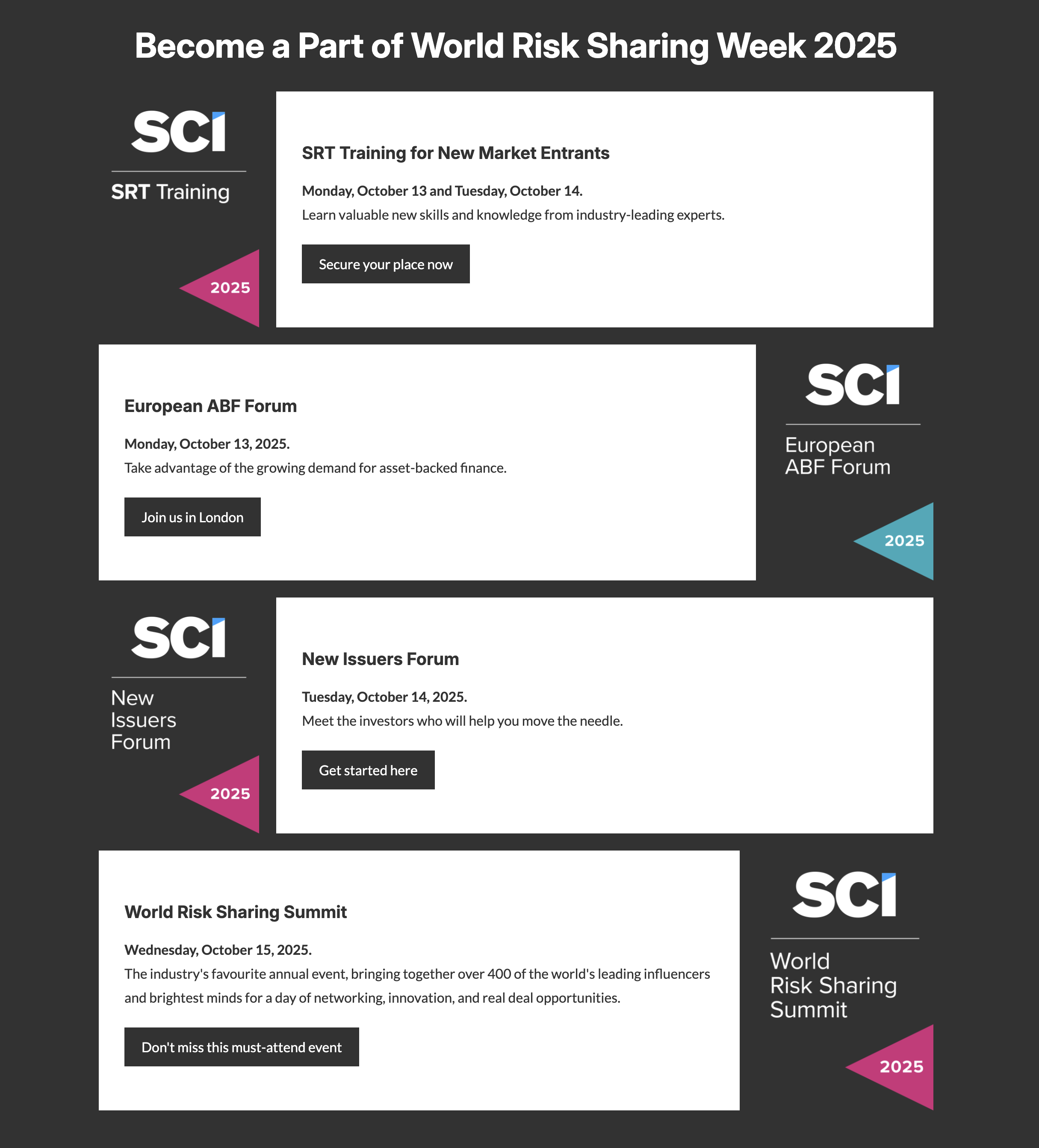 Events' listing cards reusable component
