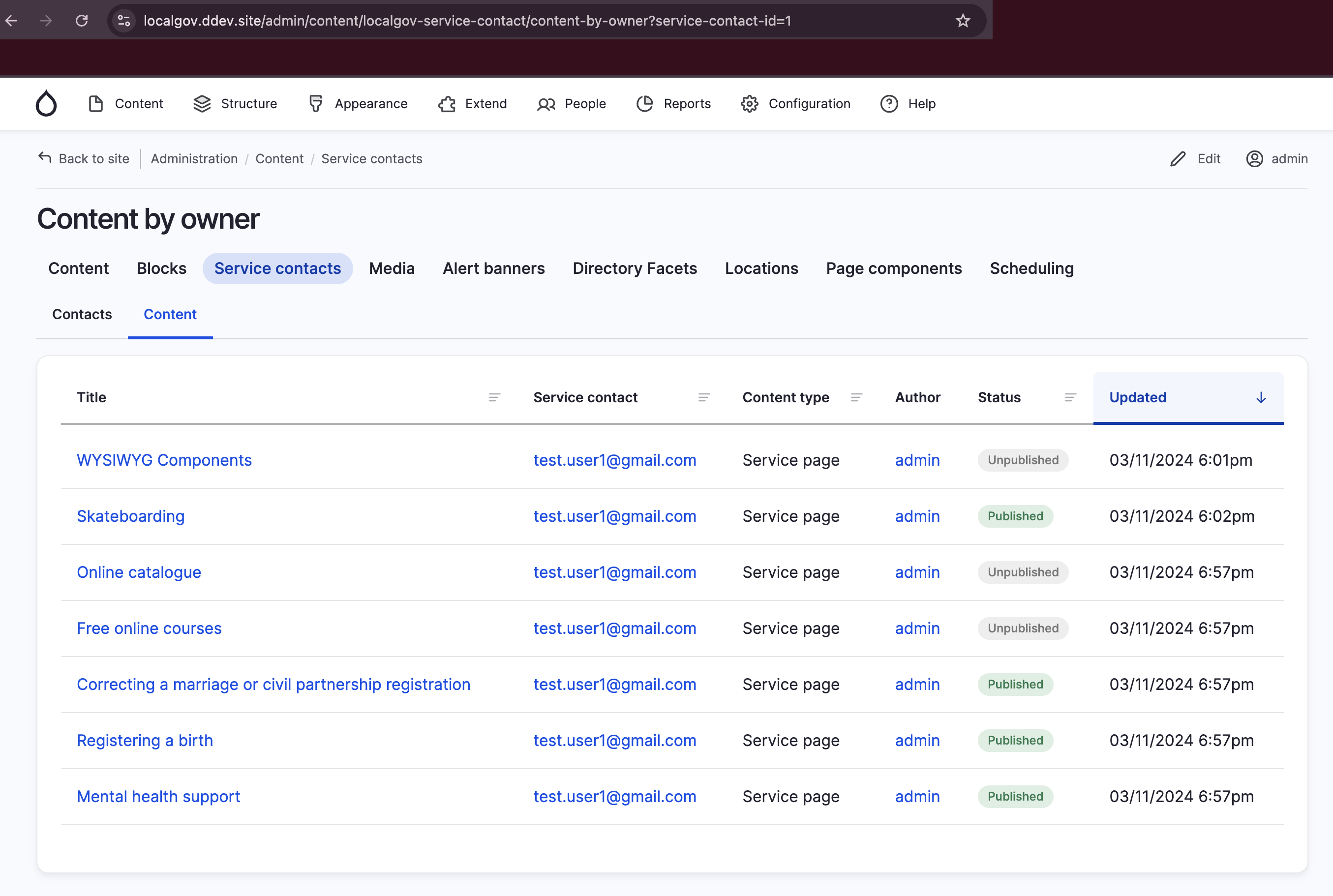 New operation link to enable filtered View results by Service Contact - part 2