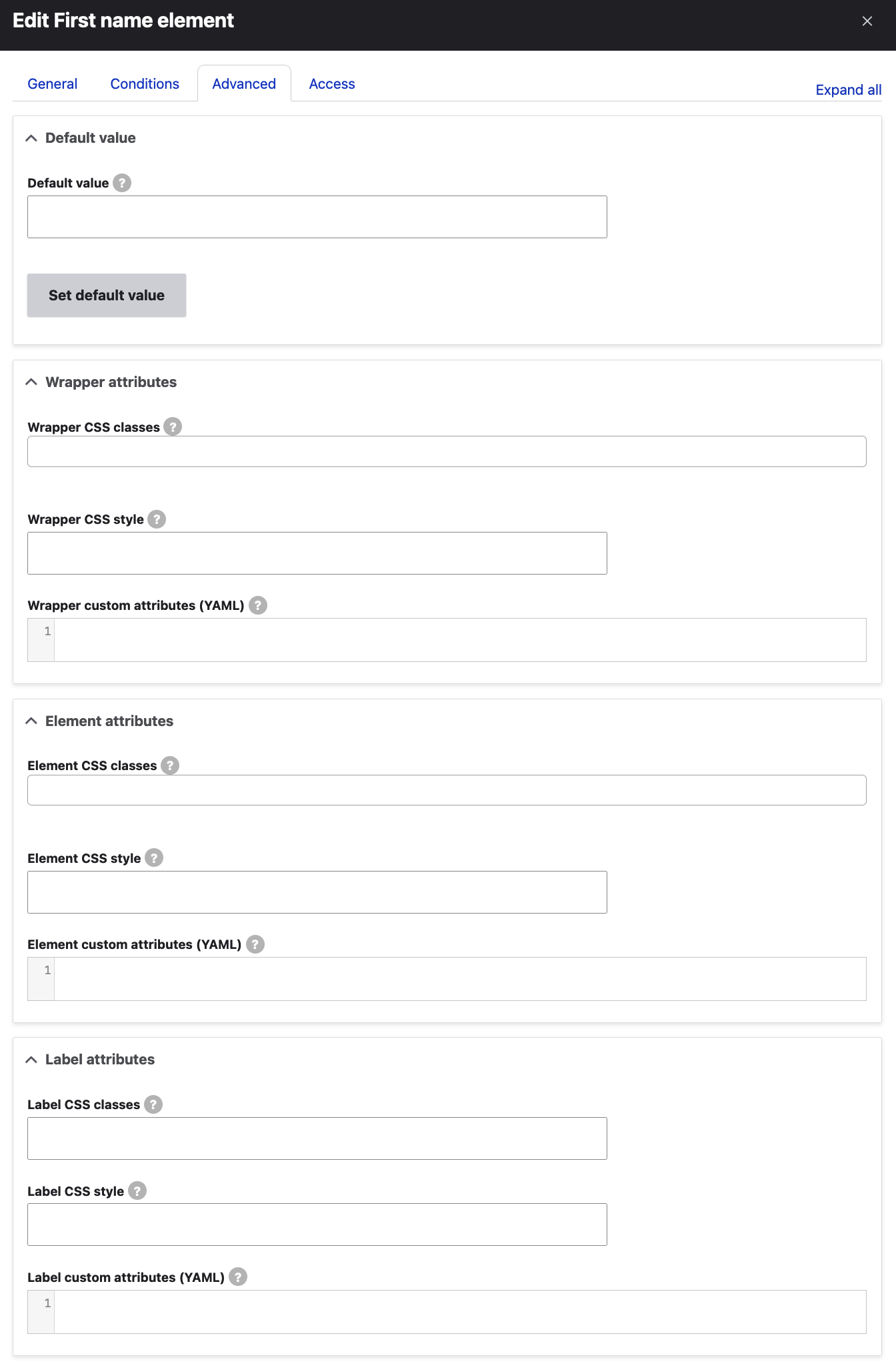 Drupal Webform field edit - Advanced Settings 1